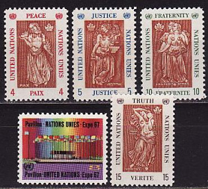 ООН (Нью-Йорк), 1967, ЭКСПО-67, Монреаль, 5 марок